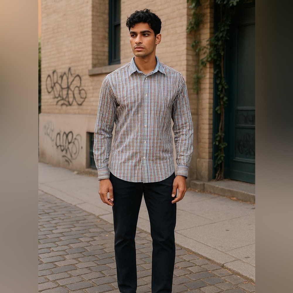 Men’s Large Bugatchi Multicolored LS Dress Shirt.